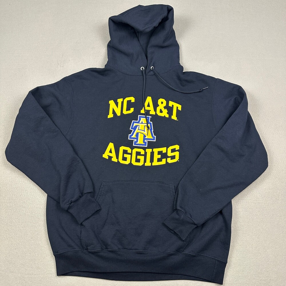 NC A&T Aggies Hoodie Men Large Blue Champion Fleece Pullover Sweatshirt L